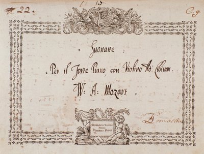Frontispicio de sonata para fortepiano y violín por Mozart de Wolfgang Amadeus Mozart