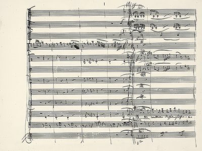 Wolfgang Amadeus Mozart (1756-1791) compositor austríaco. Autógrafo del final de la música de fuego y del comienzo del dúo de Pamina y Tamino (Caminamos a través de las llamas) de La flauta mágica. 1791 de Wolfgang Amadeus Mozart
