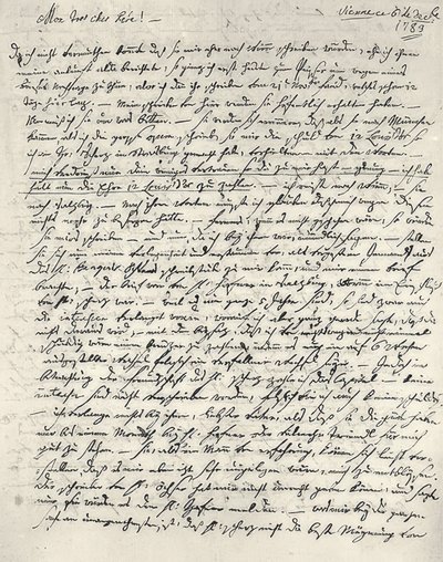 Wolfgang Amadeus Mozart (1756-1791) compositor austríaco. Carta autógrafa a su padre. Viena 6 de diciembre de 1783 de Wolfgang Amadeus Mozart