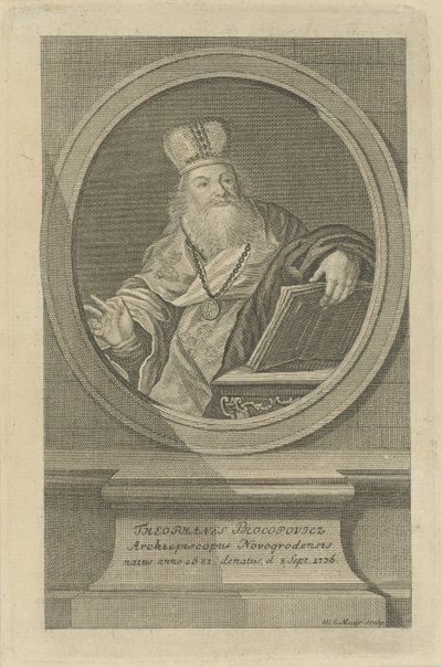 Retrato del poeta Theofan Prokopovich 1681-1736, ca 1760 de Wolfgang Christoph Mayr