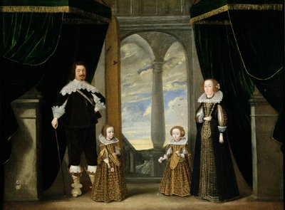 Retrato de un noble, su esposa y sus dos hijas de Wolfgang Heimbach