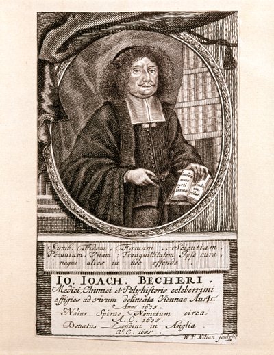 Retrato de Johann Joachim Becher (grabado) de Wolfgang Philipp Kilian