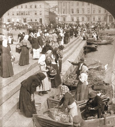 Barcos de mercado, Helsingfors, Finlandia, 1898 de Works and Sun Sculpture Studios