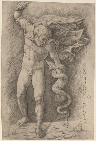 Fauno luchando con una serpiente de Workshop of Andrea Mantegna