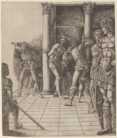 Flagelación de Cristo, con el pavimento de Workshop of Andrea Mantegna