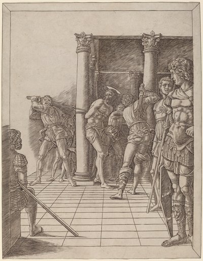 Flagelación de Cristo, con el pavimento de Workshop of Andrea Mantegna