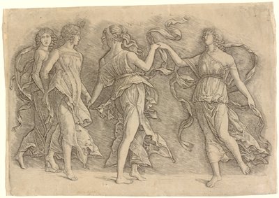 Cuatro musas danzantes de Workshop of Andrea Mantegna