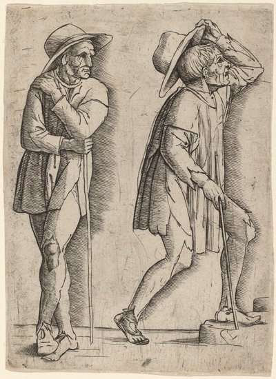 Dos campesinos de Workshop of Andrea Mantegna