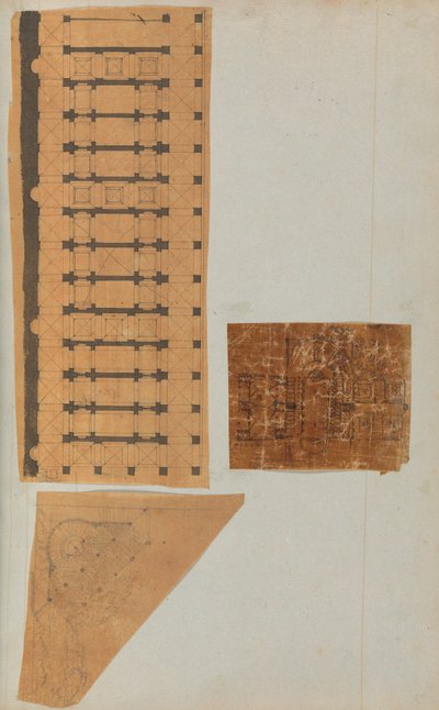Página de un álbum de recortes que contiene dibujos y varias impresiones de arquitectura, ca. 1800-1850 de Workshop of Charles Percier, Workshop of Pierre