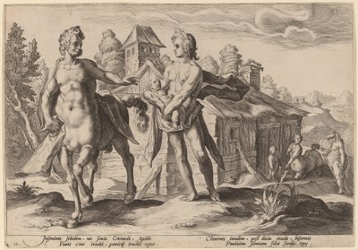 Apolo Encomendando a Quirón la Educación de Asclepio de Workshop of Hendrick Goltzius, after Hendrick Goltzius