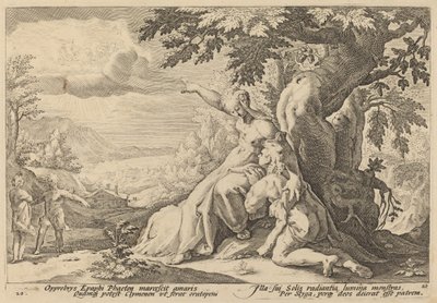 Clymene instando a Faetón a encontrar a Helios de Workshop of Hendrick Goltzius, after Hendrick Goltzius