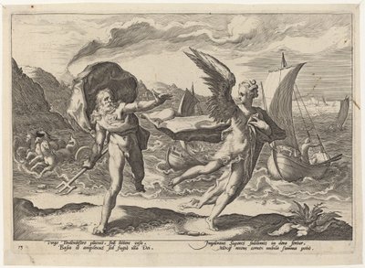 Coronis convertida en cuervo de Workshop of Hendrick Goltzius, after Hendrick Goltzius