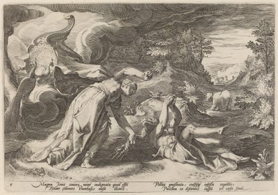 Juno convirtiendo a Calisto en oso de Workshop of Hendrick Goltzius, after Hendrick Goltzius