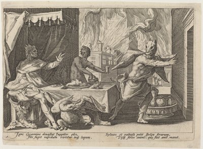 Licaón Transformado en Lobo de Workshop of Hendrick Goltzius, after Hendrick Goltzius