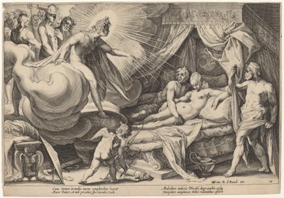 Marte y Venus sorprendidos de Workshop of Hendrick Goltzius, after Hendrick Goltzius