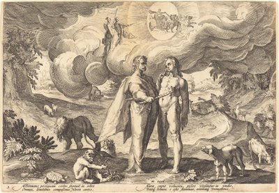 Prometeo creando al hombre y animándolo con fuego del cielo de Workshop of Hendrick Goltzius, after Hendrick Goltzius