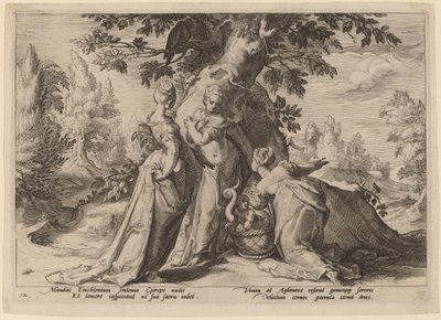 Las Hijas de Cécrope Abren el Cofre Confiado a Ellas por Minerva de Workshop of Hendrick Goltzius, after Hendrick Goltzius