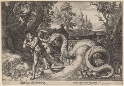 El dragón devorando a los compañeros de Cadmo de Workshop of Hendrick Goltzius, after Hendrick Goltzius