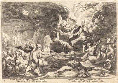La caída de Faetón de Workshop of Hendrick Goltzius, after Hendrick Goltzius