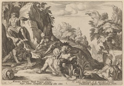 El Dios del Río Peneo Rodeado por Otras Divinidades de Workshop of Hendrick Goltzius, after Hendrick Goltzius