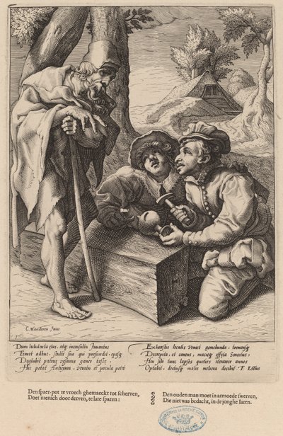 No Gastes tus Ahorros Demasiado Pronto de Workshop of Hendrick Goltzius, after Karel van Mander I
