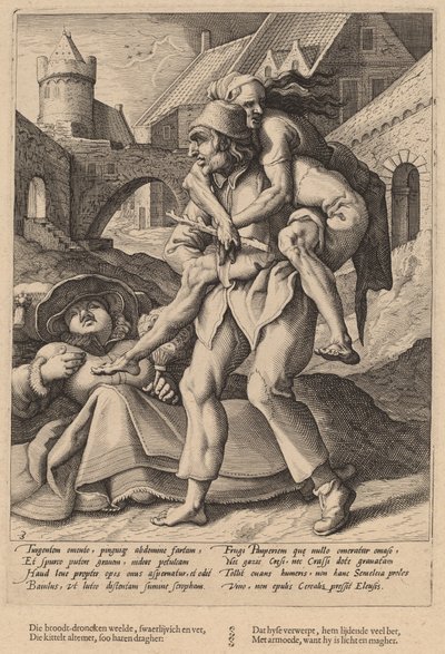 La pobreza es más fácil de soportar que el lujo de Workshop of Hendrick Goltzius, after Karel van Mander I