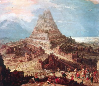 La construcción de la Torre de Babel, siglo XVI de Workshop of Hendrik van Cleve III