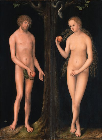 Alemán: Adam und Eva Adam and Eve de workshop of Lucas Cranach the Elder
