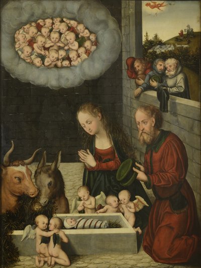 Alemán: Anbetung des Kindes La adoración de los pastores



























" de workshop of Lucas Cranach the Elder