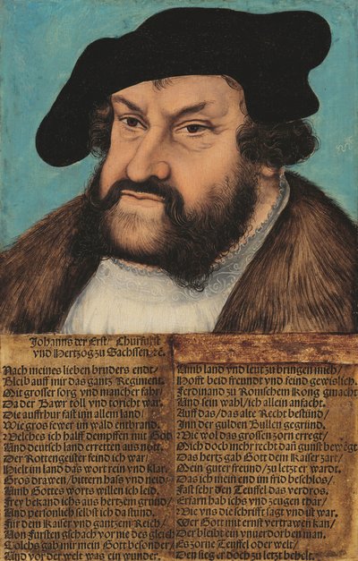 Alemán: Johann der Beständige, Kurfürst von Sachsen (1486-1532) Johann el Firme. Elector de Sajonia (1486-1532) de workshop of Lucas Cranach the Elder