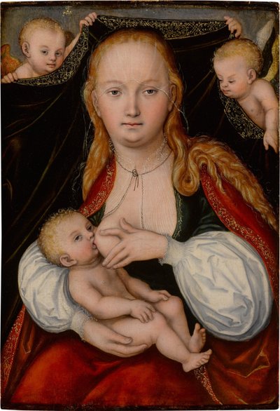 Virgen con el Niño y ángeles de workshop of Lucas Cranach the Elder