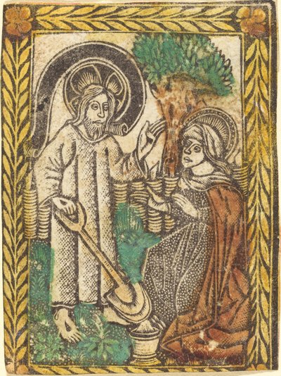Cristo Apareciendo a la Magdalena como Jardinero de Workshop of Master of the Borders with