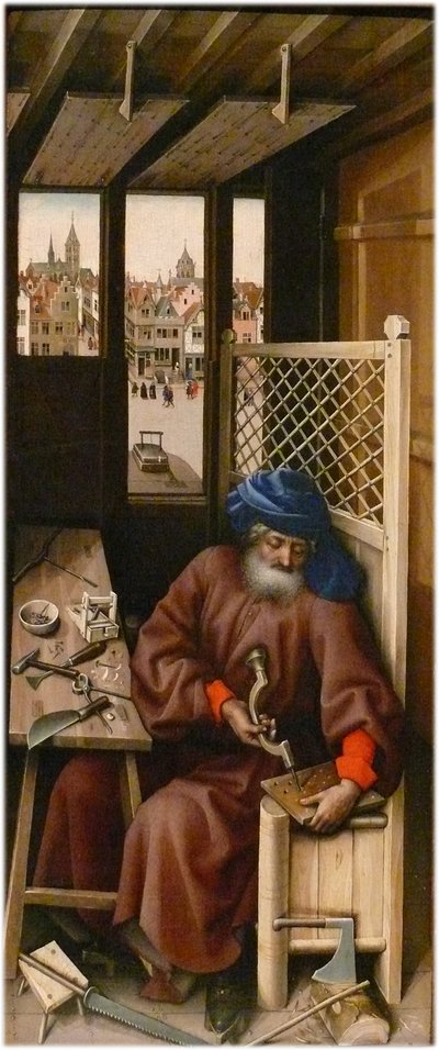Anunciación Título alternativo   Retablo de Mérode
panel derecho: San José carpintero de Workshop of Robert Campin