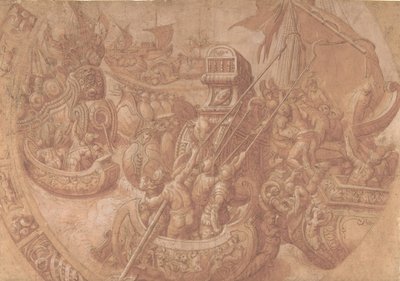 La Batalla Naval en el Golfo de Morbihan, siglo XVI de Workshop of Taddeo Zuccaro.
