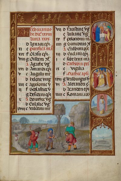 Trabajando en un Viñedo; Signo Zodiacal de Piscis de Workshop of the Master of James IV of Scotland