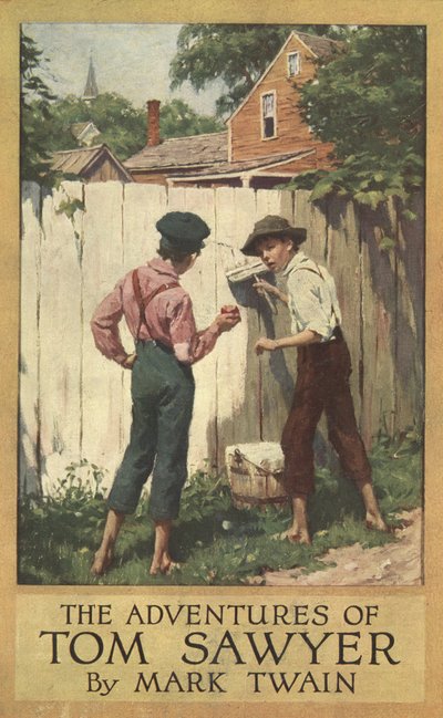 Cubierta de Las aventuras de Tom Sawyer de Mark Twain (1835-1910), pub. 1910 de Worth Brehm