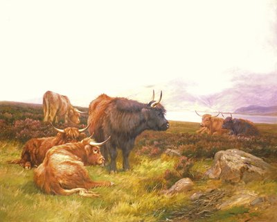 Montañeses junto a un lago de Wright Barker