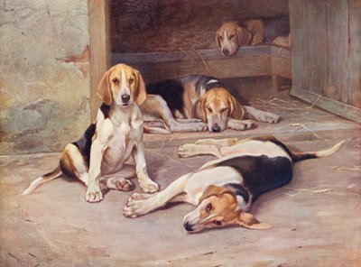 Puppy Days (litografía en color) de Wright Barker