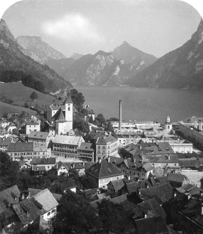 Ebensee y el lago Traun, Salzkammergut, Austria, c. 1900s de Wurthle and Sons