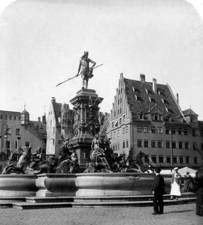 La Fuente de Neptuno, Núremberg, Alemania, c1900s de Wurthle and Sons