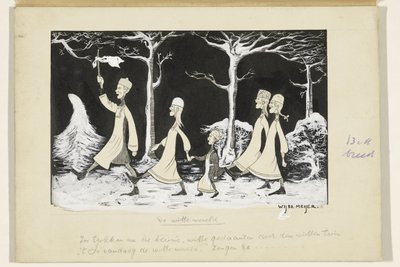 Henk, Anne, Hans, Noor y Elly marchan por la nieve de Wybo Meijer (signed by artist)