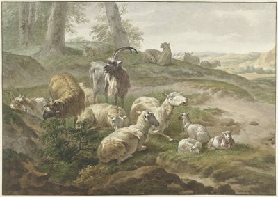 Patos y ovejas en un paisaje de colinas de Wybrand Hendriks