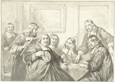 Los oficiales del Gremio de San Lucas en Haarlem, 1675. de Wybrand Hendriks