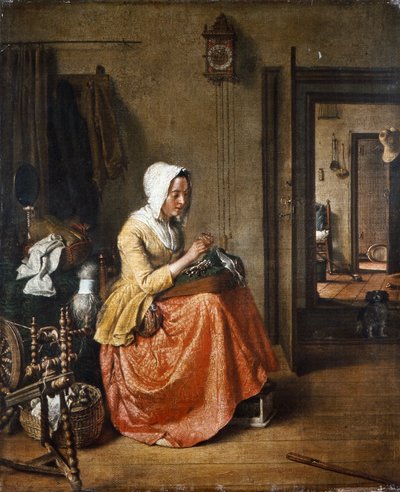 La encajera, c.1831 (óleo sobre lienzo) de Wybrand Hendriks