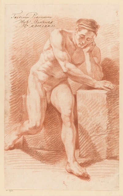 Desnudo masculino sentado, visto de frente (3º premio 1772) de Wybrand Hendriks