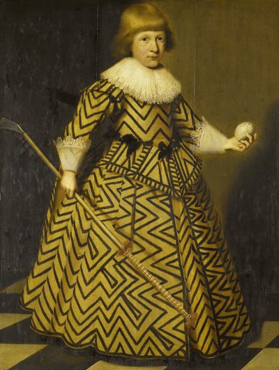 Retrato de un niño con un palo de Kolf de Wybrand Simonsz. de Geest