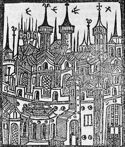 Grabado de La Crónica de Inglaterra, 1497 de Wynkyn de Worde