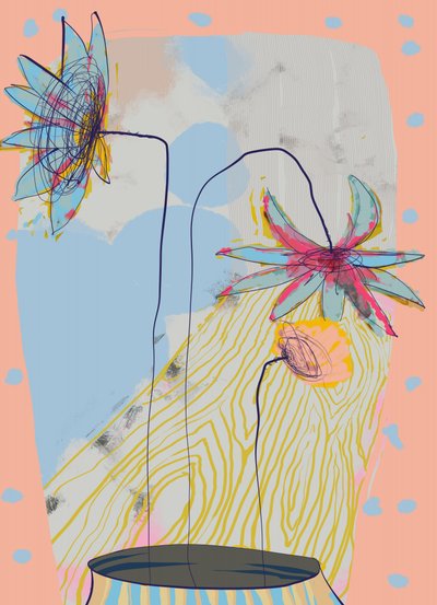 Flores abstractas en pastel de XHOZUCAN
