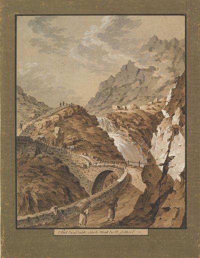 Puente del Diablo hacia la montaña Gothard en Suiza, 1785-1824 de Xaver Triner