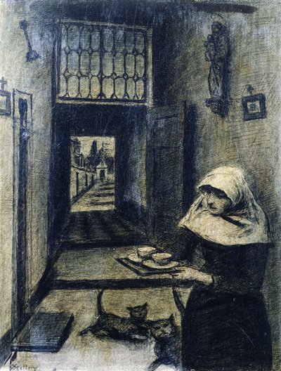 Monja con dos gatos de Xavier Mellery